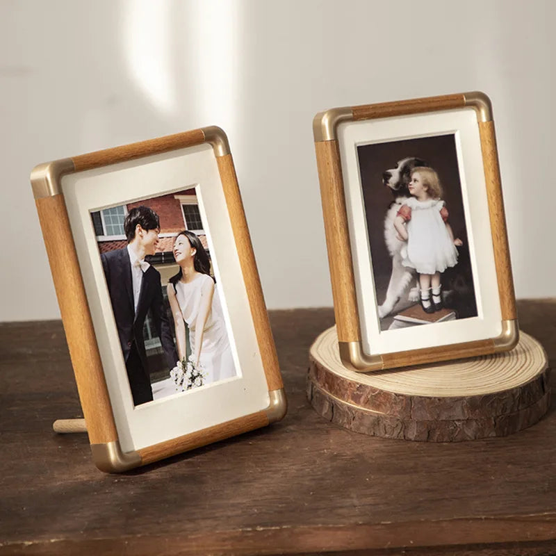 Wooden photo frame with copper corner for elegant decoration - view 2