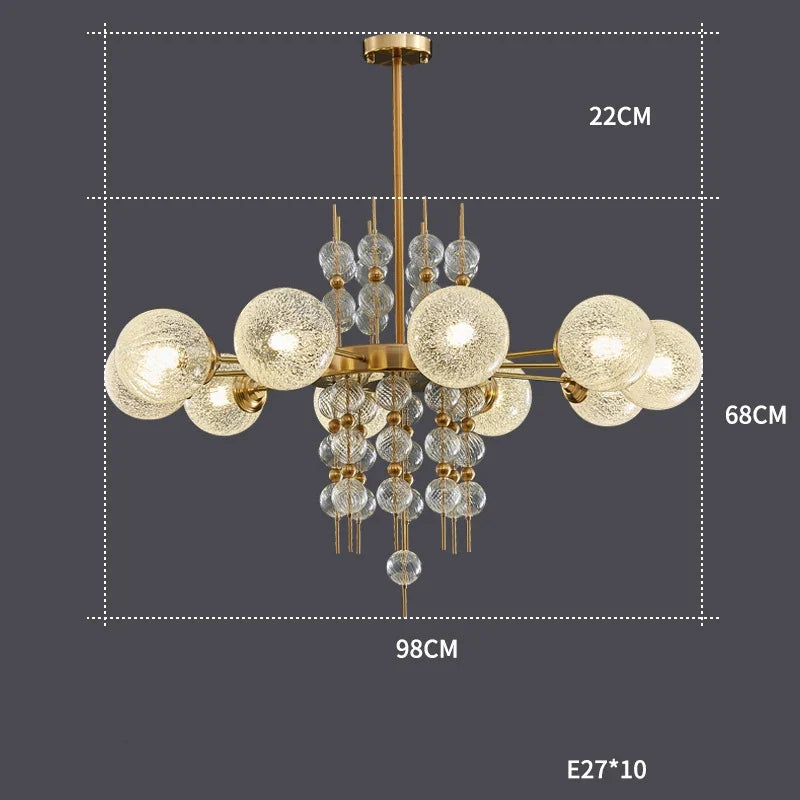 Classic chrome gold-plated bubble chandelier 2024 for modern lighting - Warm light / 98cm / Black frame