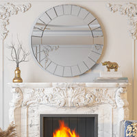 32 Inch Large Round Decorative Mirrors for Wall decor Antique Venetian Ornate Mirror for Bedroom,Bathroom, Living Room