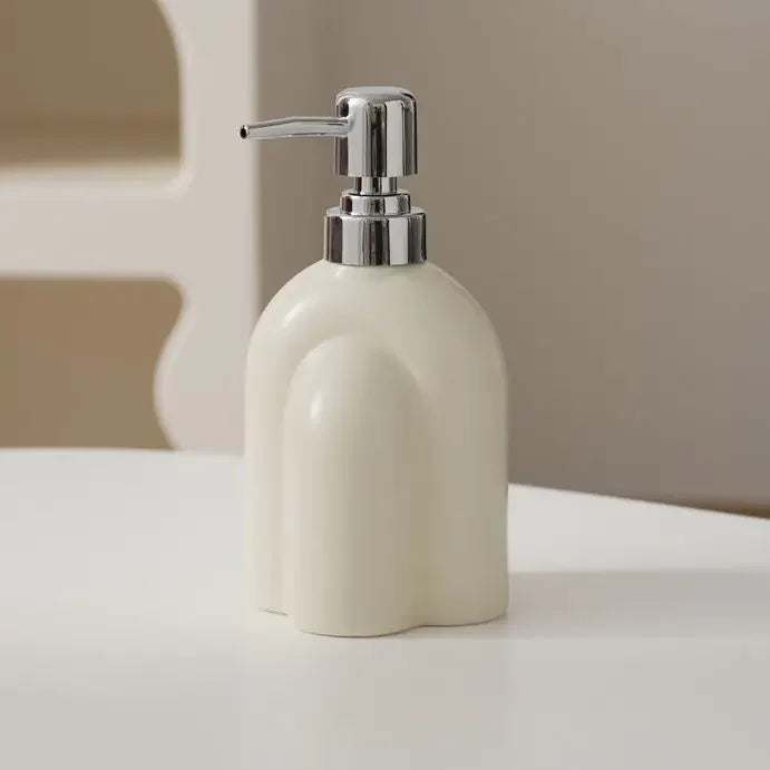 Portable ceramic soap dispenser for shampoo and water - H