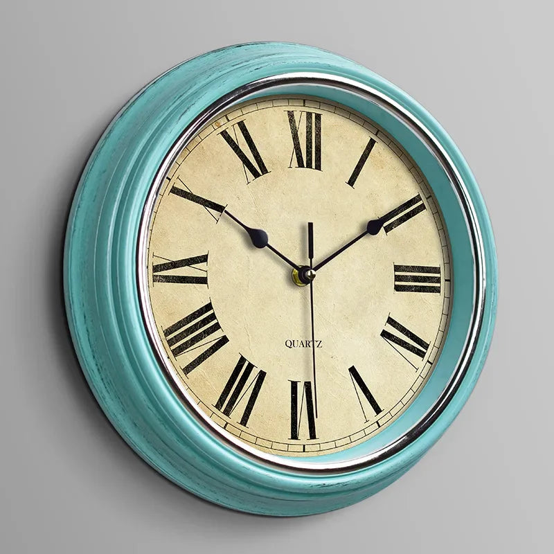 Silent vintage wall clock for interior decoration - D / 12 inches