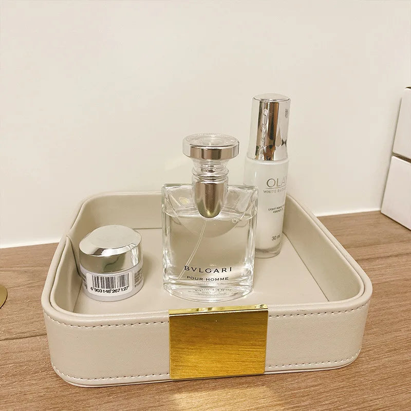Empty valet pocket luxury leather to store your little business - White