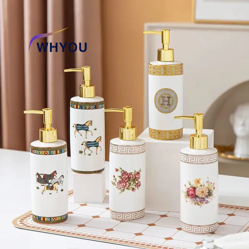 WHYOU-Cermic Liquid Soap Dispensers, Lotion Bottle, Emulsion, Latex Hand Wish Bottles, Light Luxury Bathroom Accessories Set - view 2