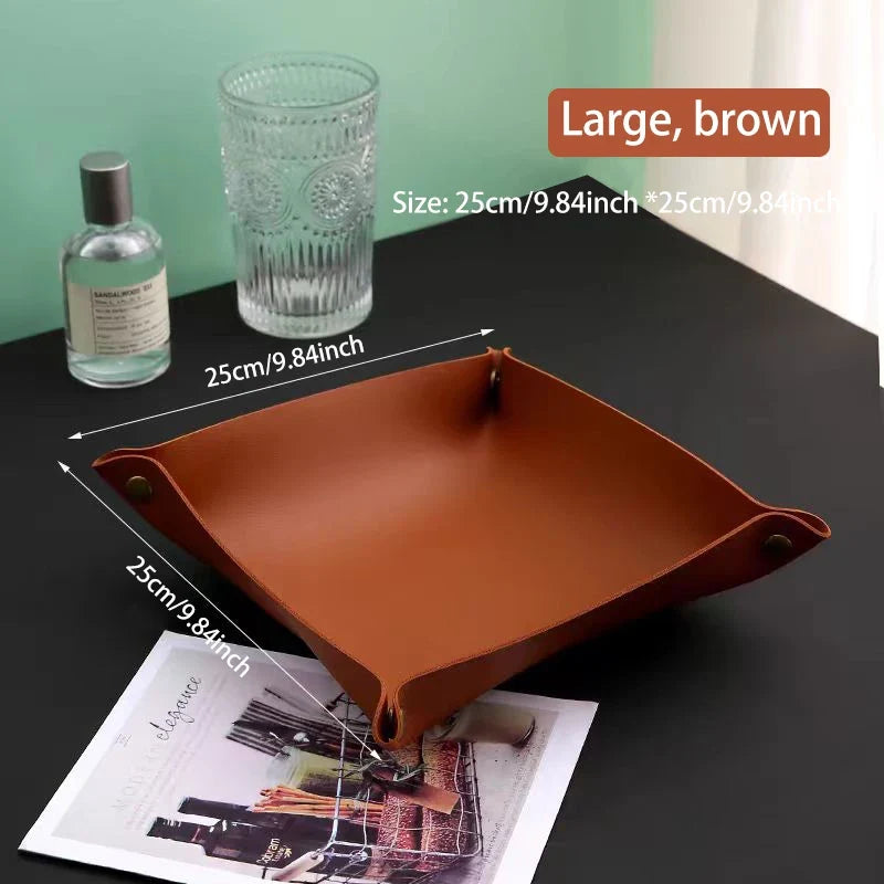Leather Key and Cosmetic Storage Box, Medium or Large - Large Brown