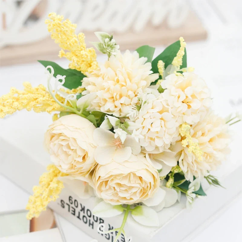 Wedding bouquets in peony silk floral decorations for wedding - Yellow