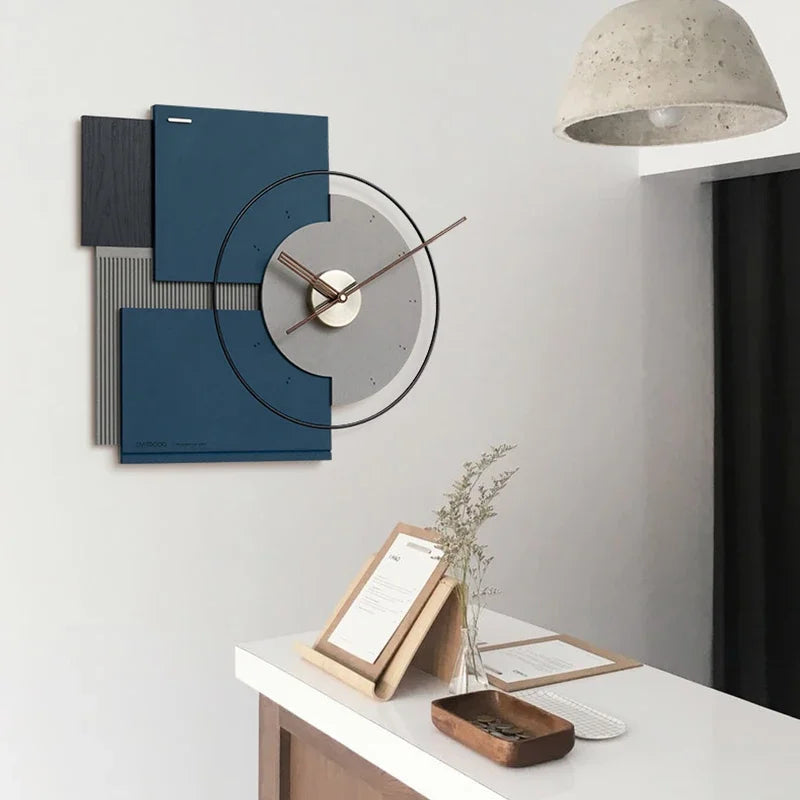 Large silent wall clock in walnut modern decoration - view 4