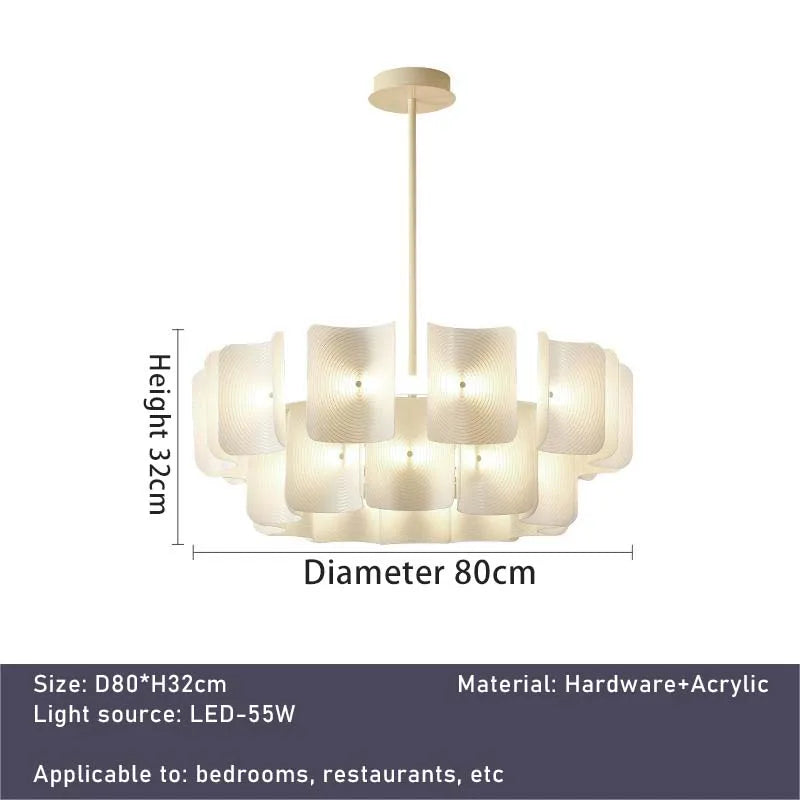Newly designed LED chandelier, fingerprint chandelier, luxurious living room, bedroom, villa, hotel lobby, bright acrylic chande - Warm light / Diameter 80cm