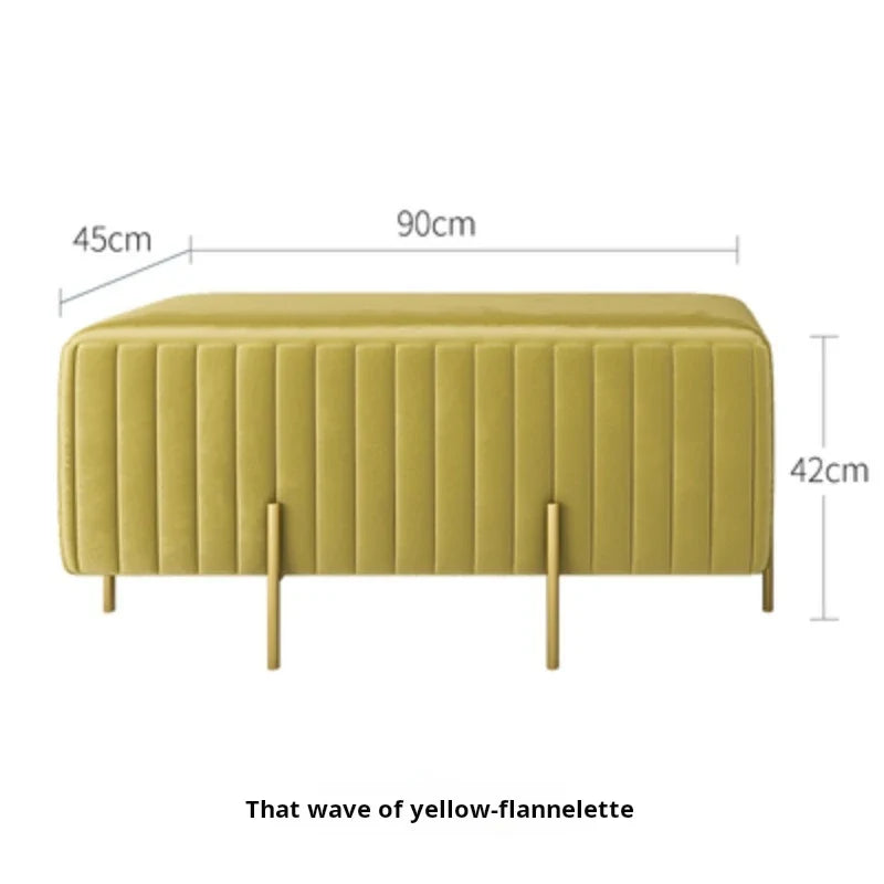 Multifunctional creative Nordic velvet bench for living room and bedroom - Napo Yellow 90
