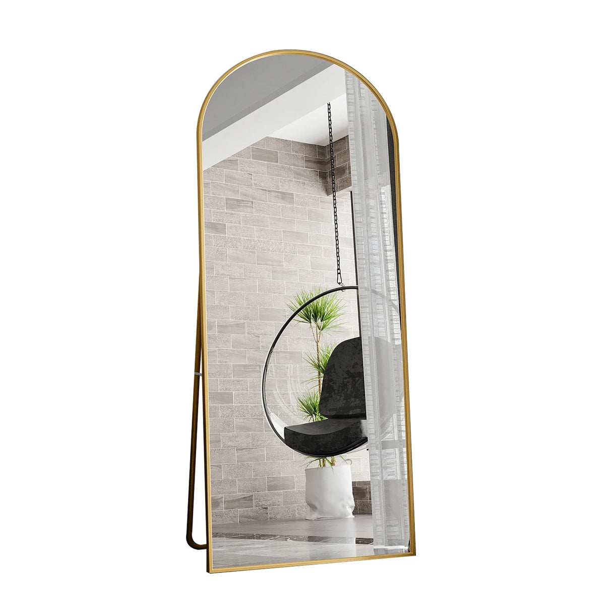 Bow Full Length Mirror 180x80cm, Full Body Wall Mirror With Aluminum Frame,Full Body Mirror for Bedroom Living Room - gold 180x80cm