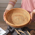 Round basket in woven rattan for fruit and snacks - BL 25x5,5cm