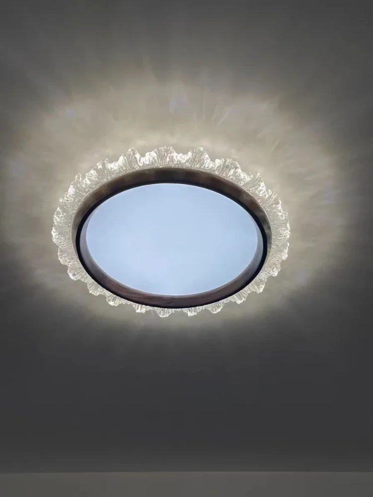 Retro wooden ceiling lamp circular and square acrylic - view 4