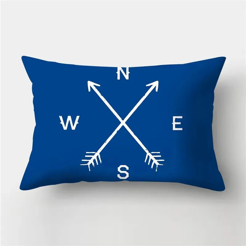 Ocean-Inspired Blue Marine Animal Throw Pillow Cover 30x50cm