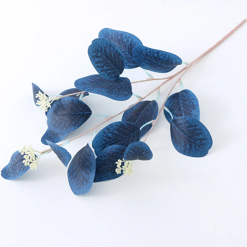 Eucalyptus artificial plants with fruit for modern decoration - Blue
