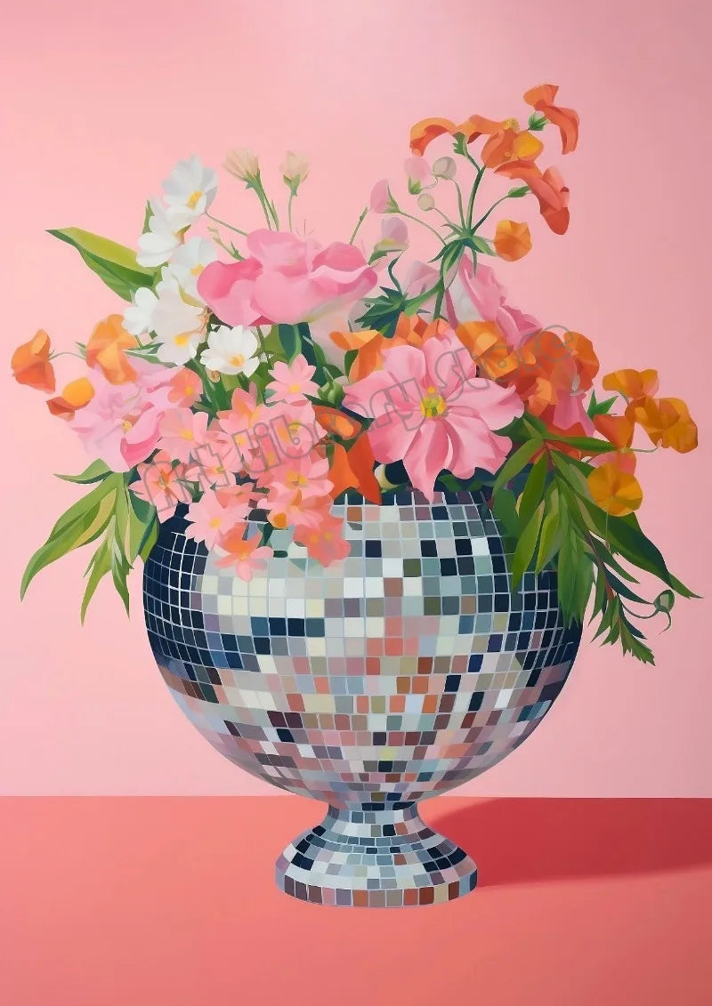 Retro Disco Ball Abstract Poster for Festive Wall Decor - 20X30cm Unframed / 4