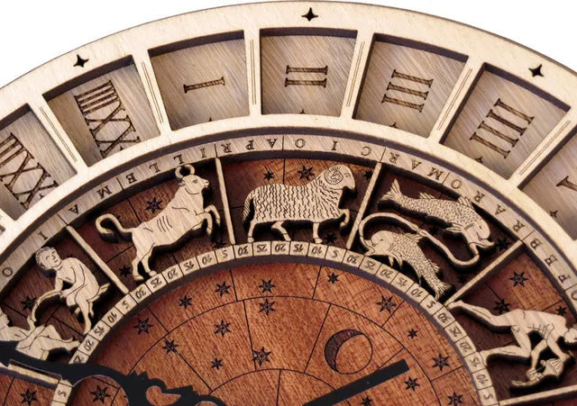 Wooden clock with zodiac signs and constellations art decorative - view 4
