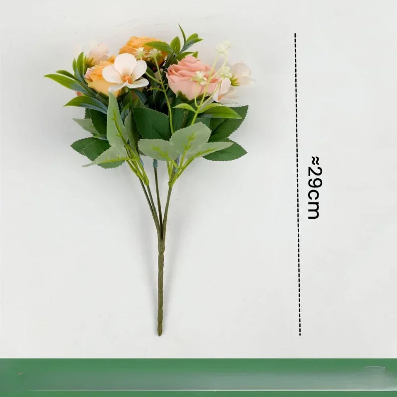 Set of 3 Artificial Silk Rose Bouquets with Plastic Stems - view 6