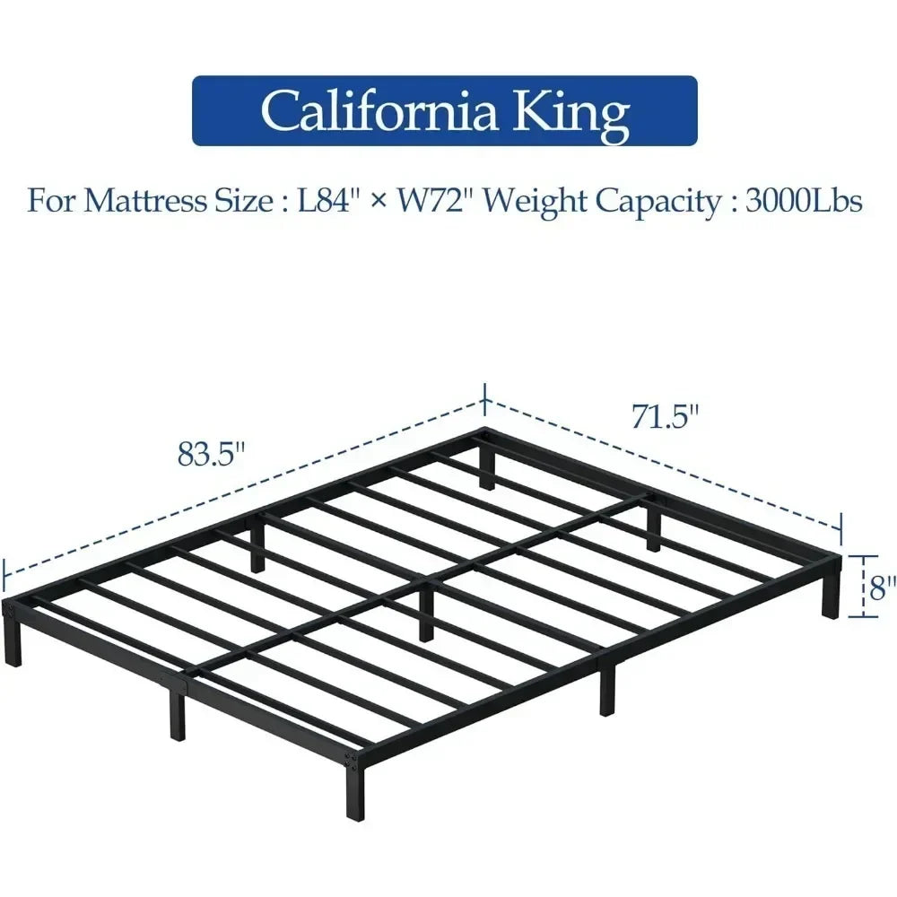8 inch California King Size Bed Frame, No Spring, No Noise, Easy to Assemble, Black, Heavy Duty Metal Platform Bed Frame - view 5