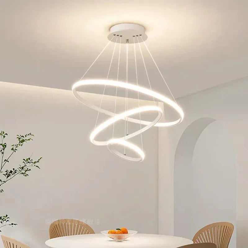 Modern three circle round chandelier elegant design - view 4