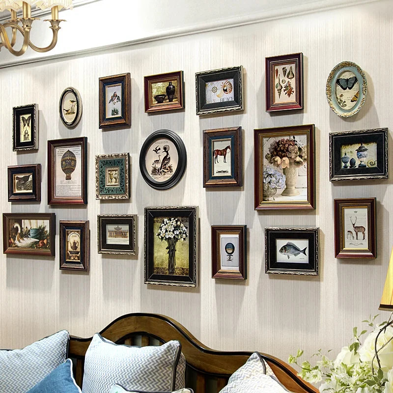 Retro wooden photo frame for interior decoration - H