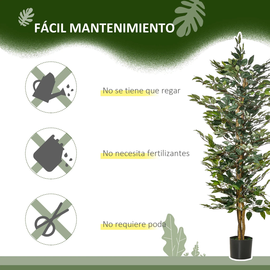Artificial ficus with logs pots and 1008 green leaves - view 7