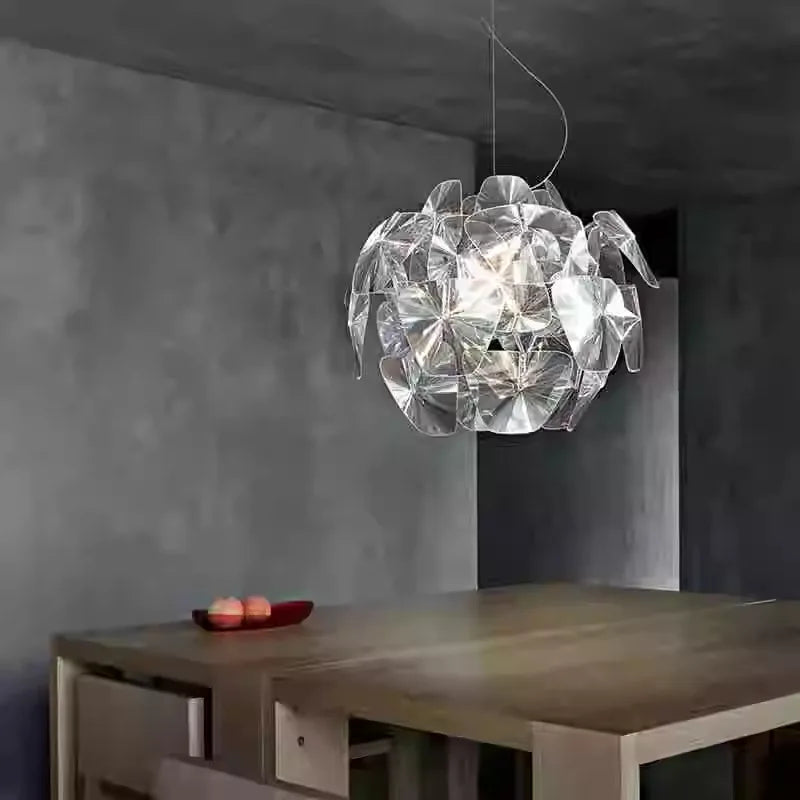 Transparent acrylic chandelier design for elegant interior