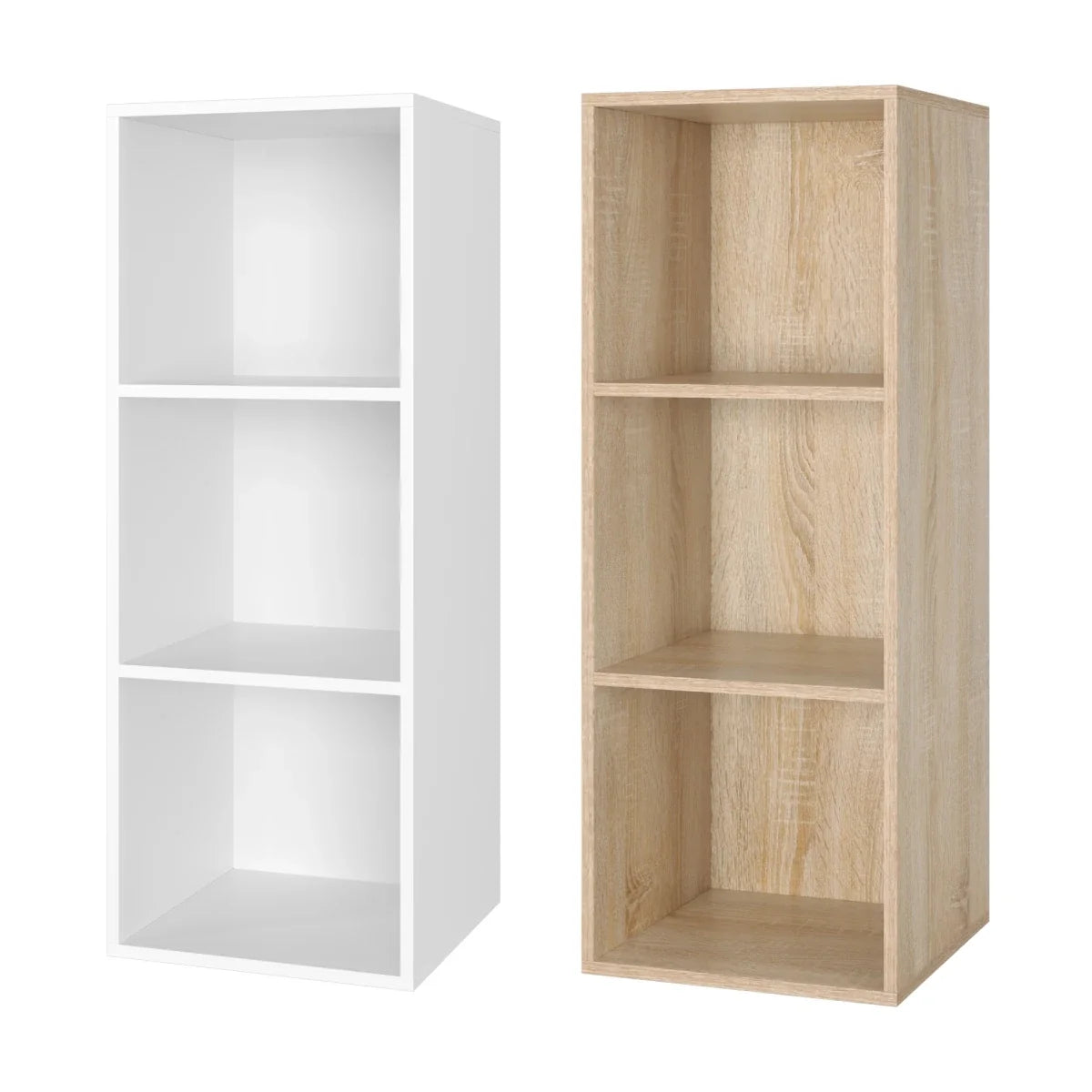 Getone Small Bookcase, White Bookshelf, 3 Cubes Storage Unit, Living Room Bookcase Wooden 30x30x80cm