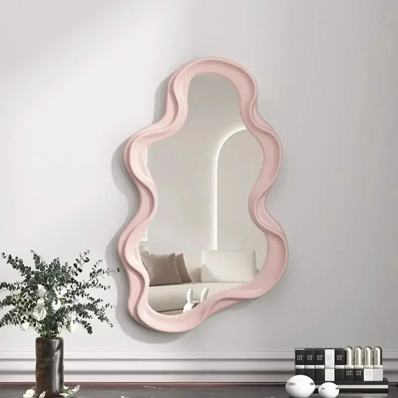 Decorative cloud mirror for hanging makeup - Pink Wave