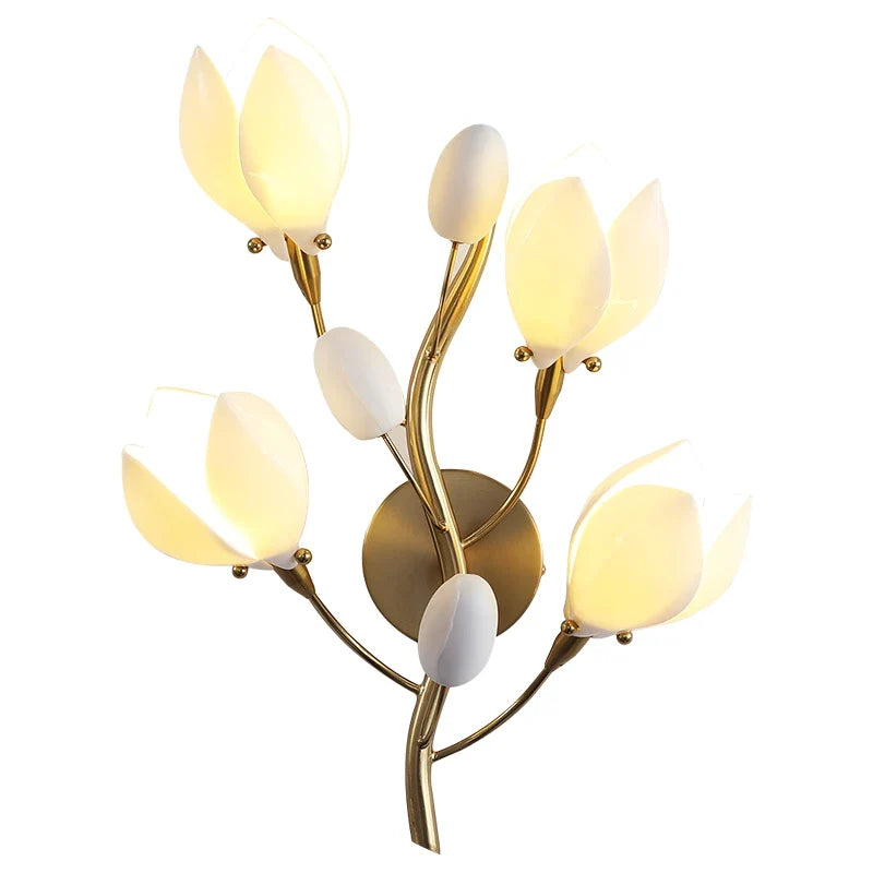 Nordic living room vertical floor lamp, simple bedroom bedside lamp, creative personalized magnolia decoration floor lamp - view 6