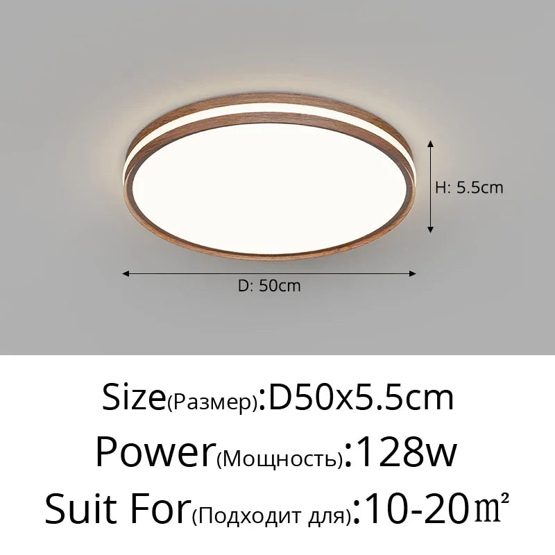 Minimalist Nordic ceiling in logs with modern led lighting - Round-D50cm / 3 Colors No Remote