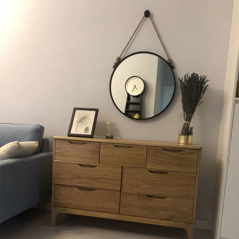 Decorative mirrors round retro hanging Nordic handicrafts aesthetic - view 3