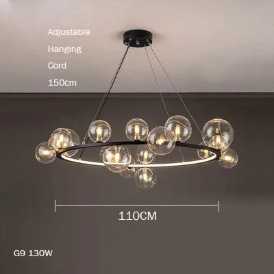 Glass chandelier modern design with bubbles for elegant interior - Neutral light / Dia110A