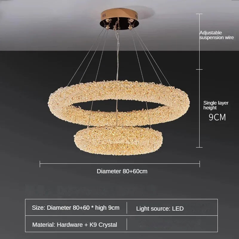 Crystal chandelier k9 elegant design for modern lighting - D 80-60cm / 3 modifiables