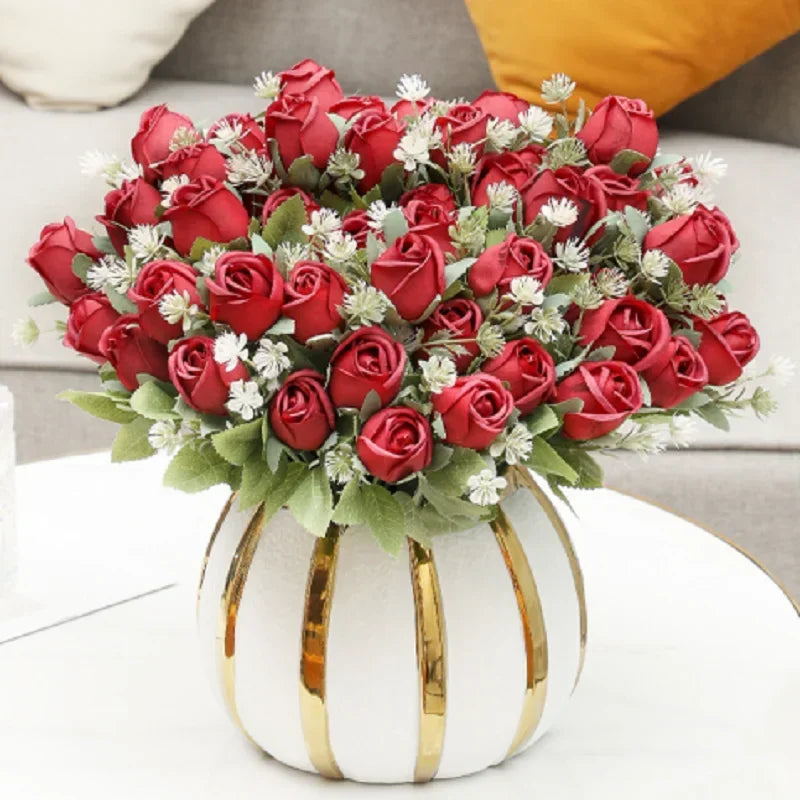 Artificial pink silk floral decoration for indoor and outdoor - view 3