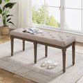 Wooden upholstered entrance bench for footwear and storage