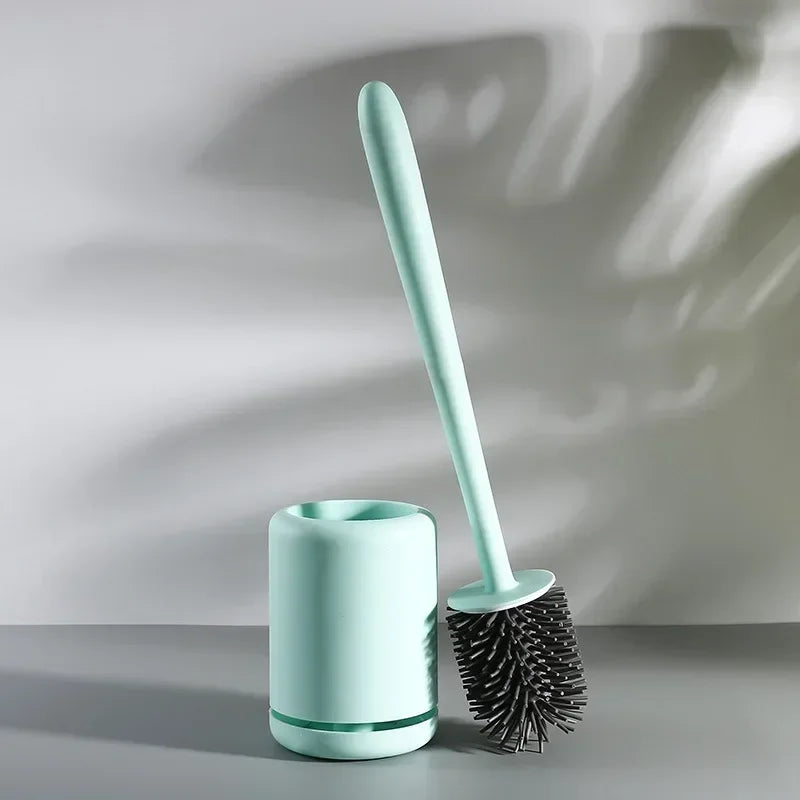 Toilet brush cleaning tool with wall support and storage - Green TPR Brush