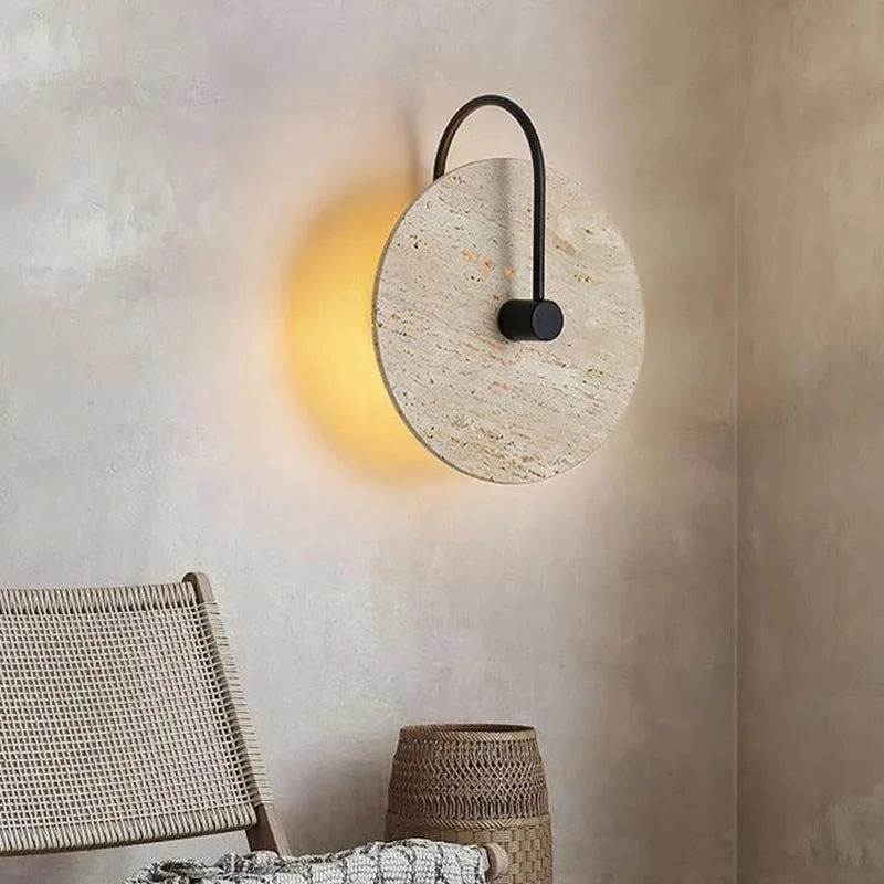 Japanese wall sconce in yellow to led travertine for hotel and decoration - view 4