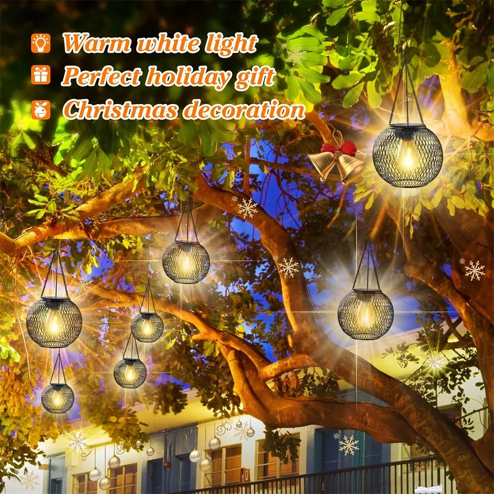 Solar Lantern Outdoor, Ortiny Upgraded Solar Lights for Outside Decorative Outdoor Hanging Lights Waterproof Solar Lanterns - view 2