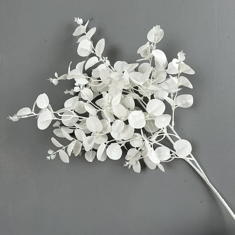 Set of 2 artificial silk leaves for floral decoration - White