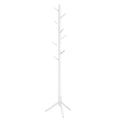 White Solid Wood Tree Coat Rack with 8 Hooks and 3 Heights - WHITE