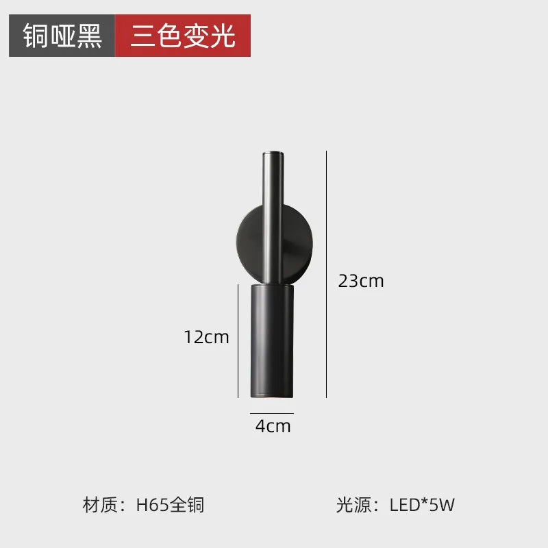 Adjustable minimalist wall sconce for modern design reading - Black