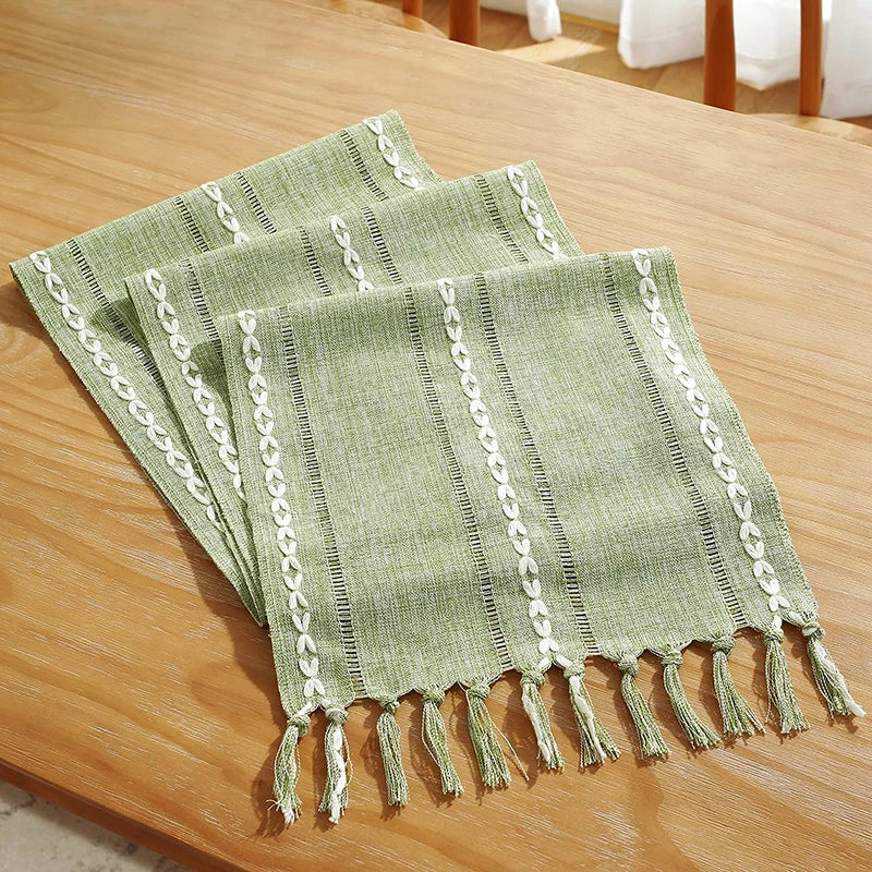 Bohemian Braided Table Runner with Artisanal Fringe Finish - view 3