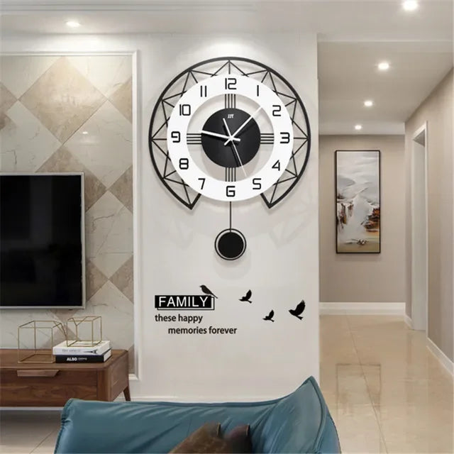 Creative design silent wall clock for interior decoration - 35x43CM / 14 pouces