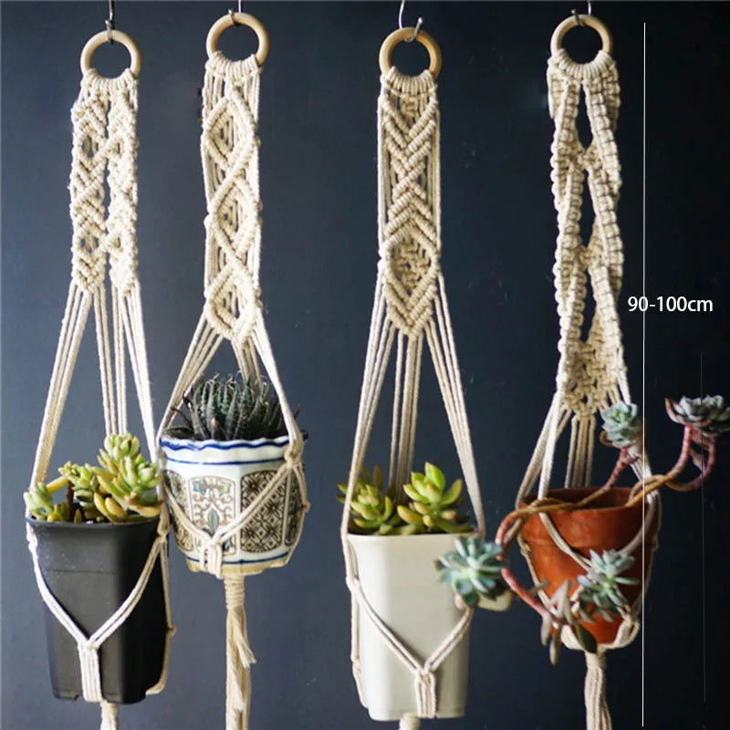 Set of 5 pendant lights of plants in macrame style bohemian handmade - KUJ001