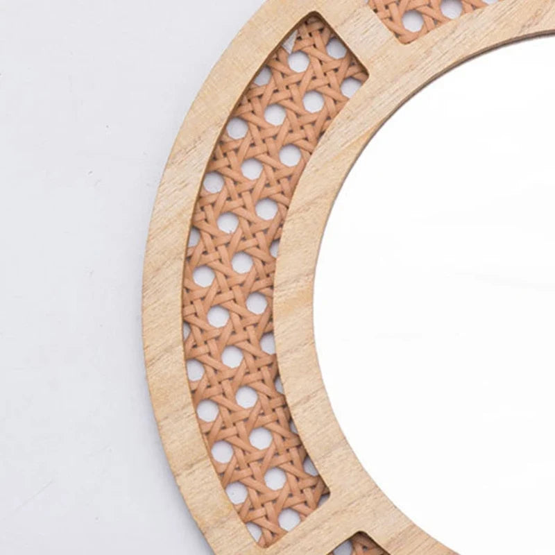 Round mirror in rattan for interior bohemian decoration - view 6