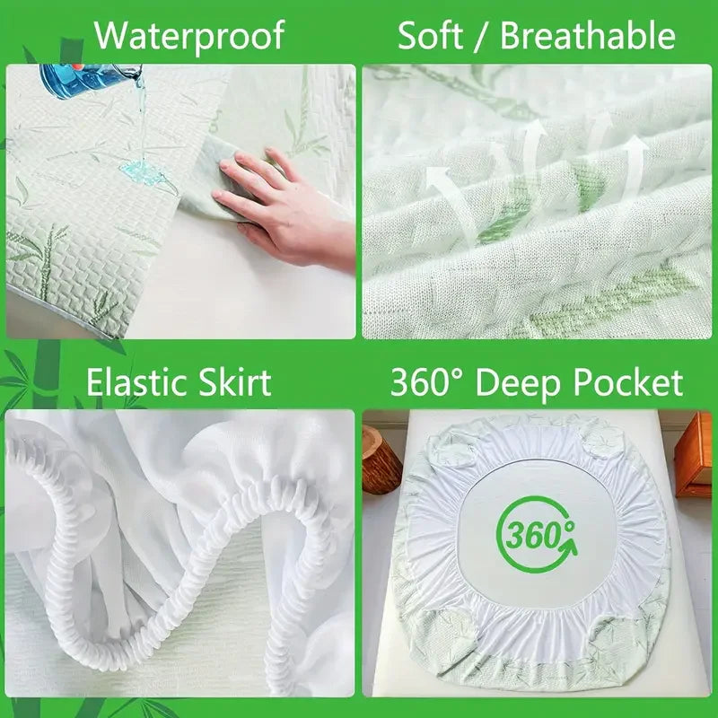 Waterproof Bamboo Mattress Cover, Deep Pocket Fitted Sheet, Style Two - view 2
