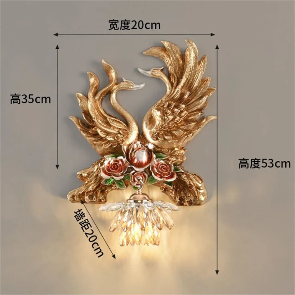 Led wall sconce in swan resin creative and modern decoration - B1