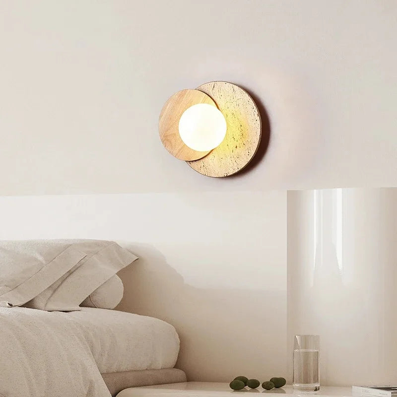 Nordic wall sconce with led stone and wood - view 2