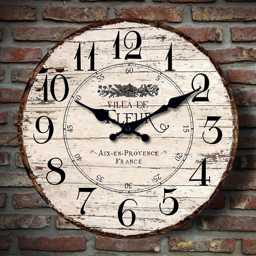 1pc Wooden wall clock, French Vintage White Silent non-ticking Kitchen Clock, Country Vintage decor Silent Wall clock-no battery - view 2