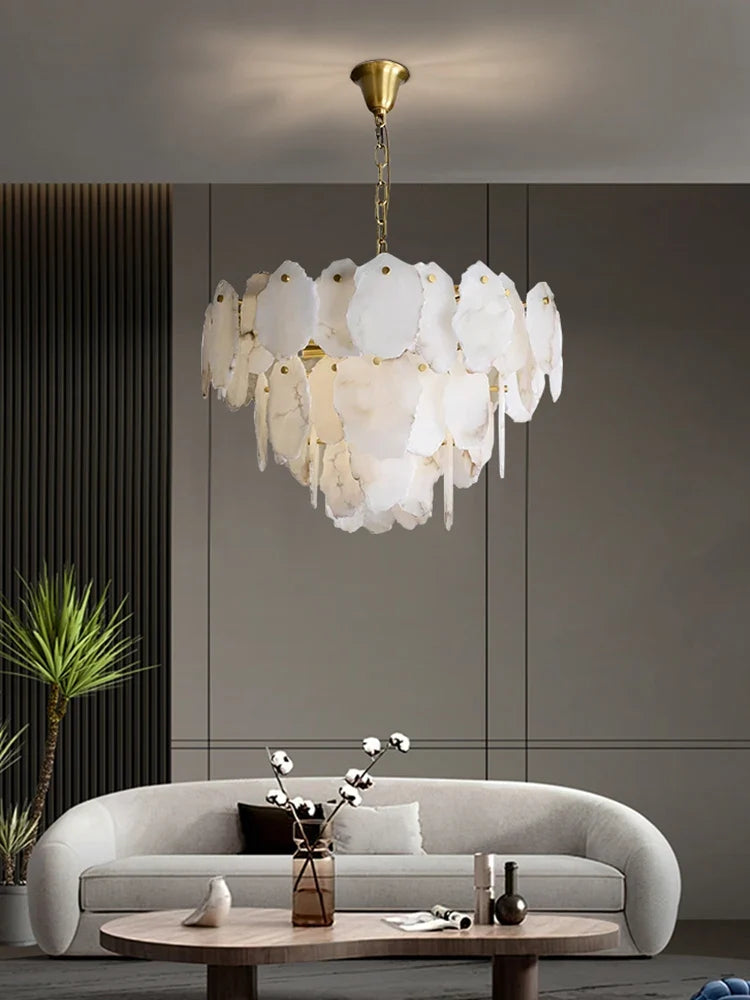 Natural copper marble chandelier for elegant interior decoration - view 3