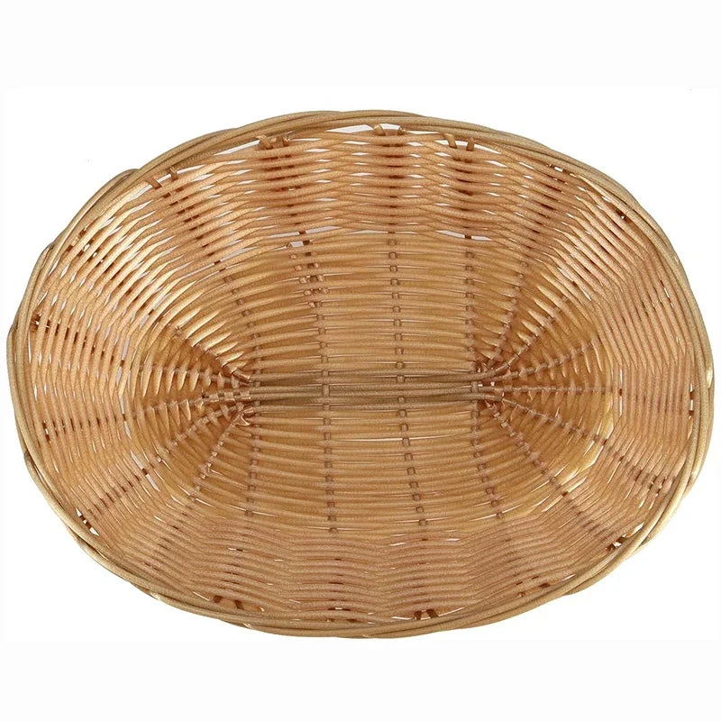 8/20Pcs Wicker Bread Baskets, Handwoven Oval Plastic Basket, Tabletop Fruit Vegetables Food Serving Basket for Home, Kitchen - view 3